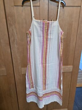 Rip Curl Cream Dress with Pink & Mustard Stripes